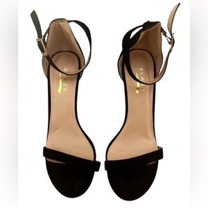 Glaze Elegant Black Ankle Strap Heels